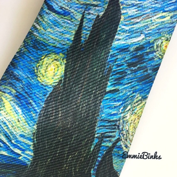 New Art Inspired Starry Night Unisex Necktie / Van Gogh Painting Neck Tie - Picture 5 of 13